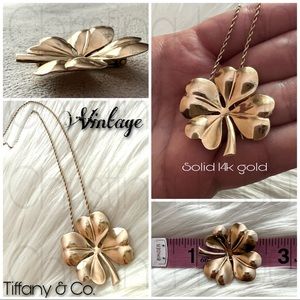 14k gold Tiffany & Co. 4 leaf clover fur pin brooch (repurpose pendant?)